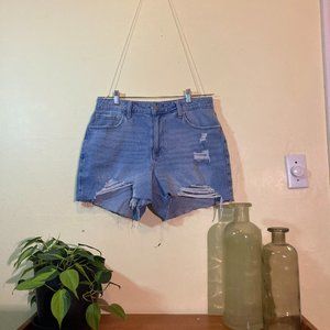 Hollister Distressed NWT Mom Jean High Rise Shorts Size 11 W 30 New With Tags